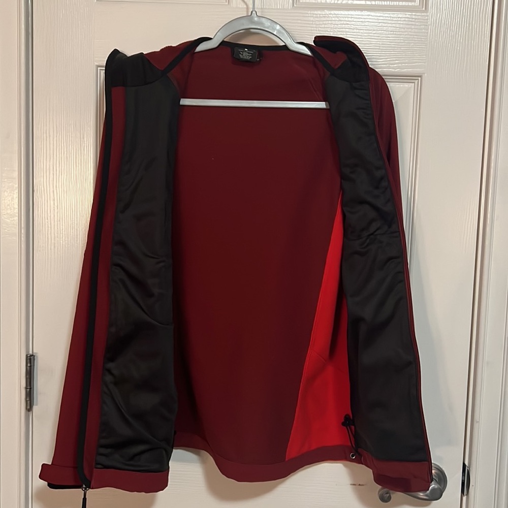 Solaris Mens Red Full Zip Hooded Red Rain Jacket Size S - Picture 3 of 4
